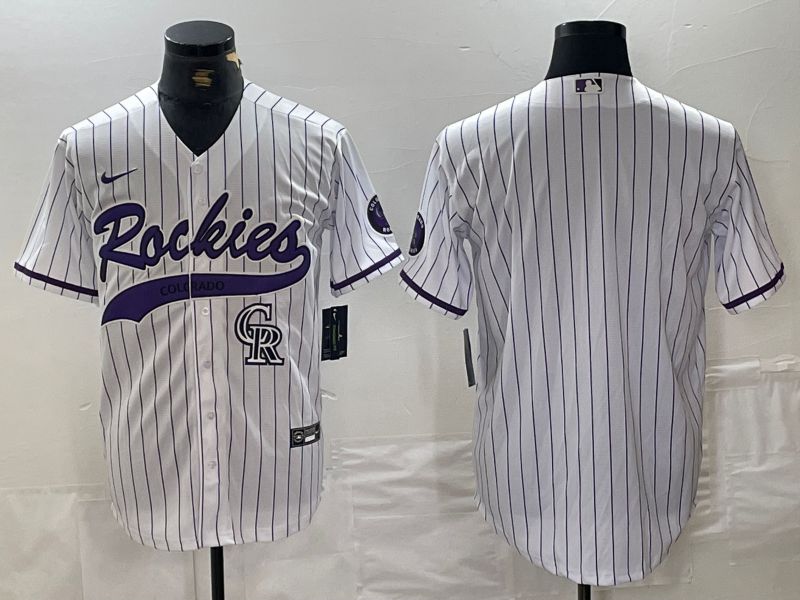 Men Colorado Rockies Blank White Stripe Joint name Nike 2024 MLB Jersey style 2->colorado rockies->MLB Jersey